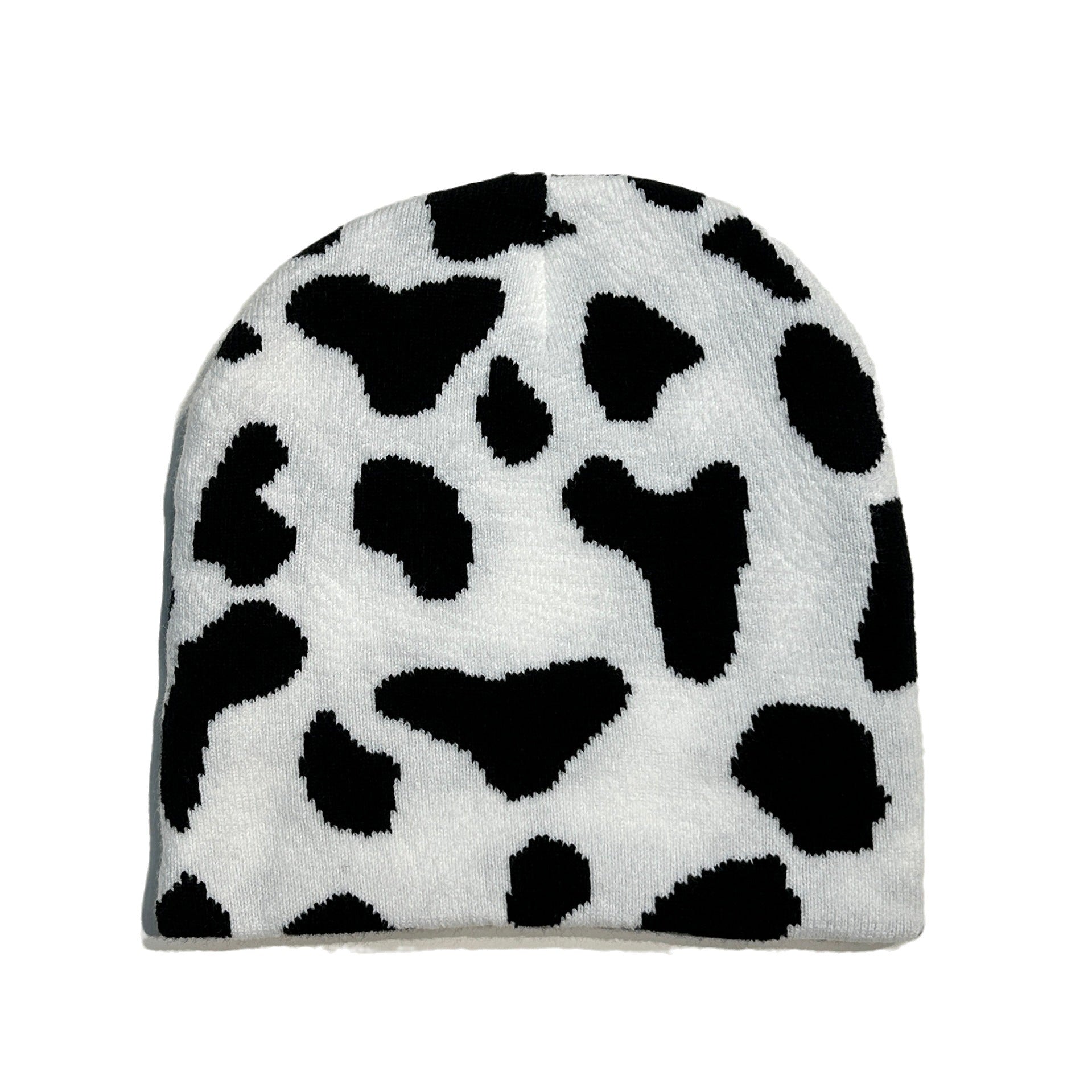 Wholesale Acrylic Cow Patterned Knitted Hats for Sports Skiing and Warmth Protection
